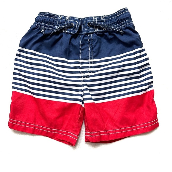⭐️ 5 for $25 Carter’s Kids Striped Swim Shorts - Red White and Blue Size 3 T - Picture 1 of 5